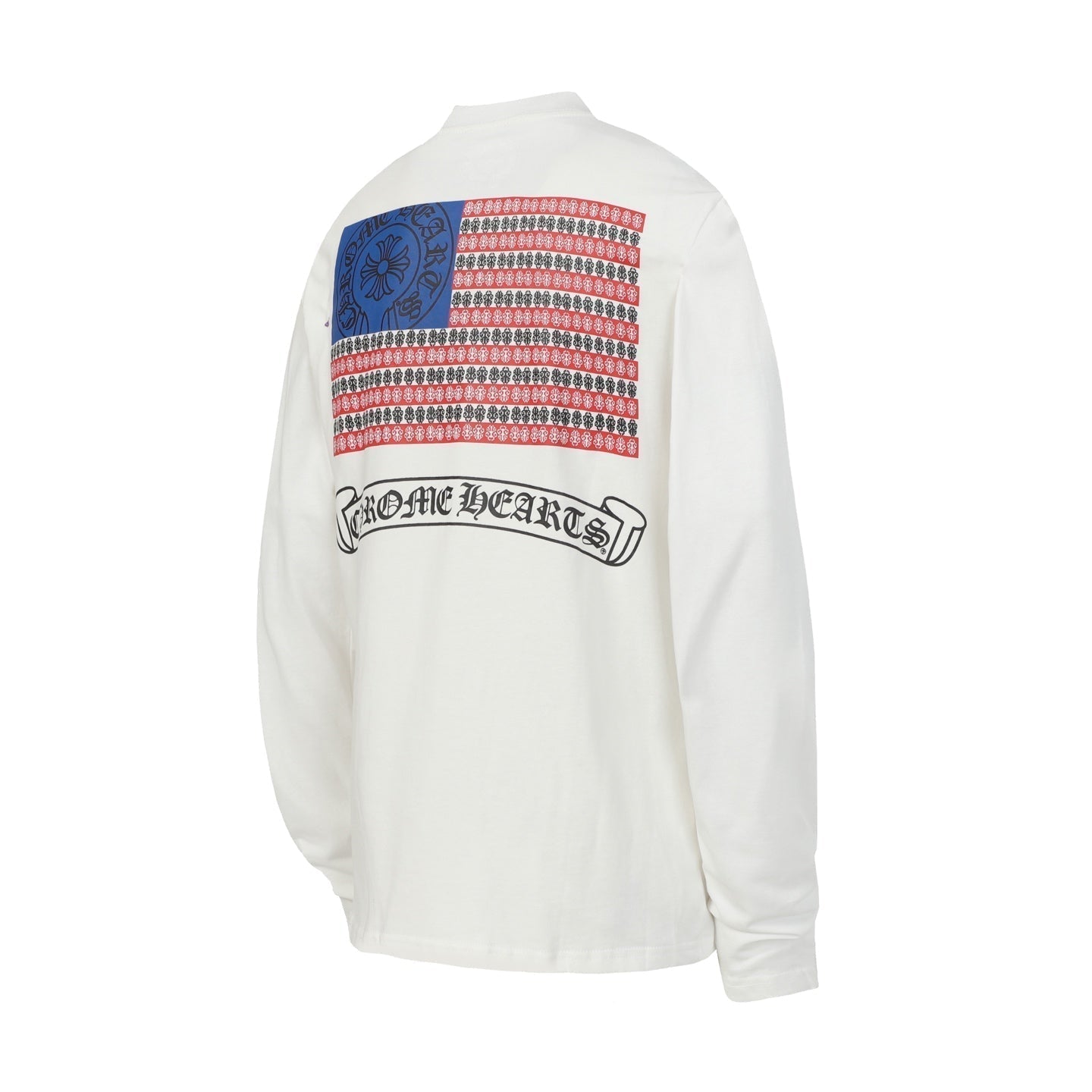Logo Flag Long Sleeve Tee - Black White Gothic Street T-Shirt K2126